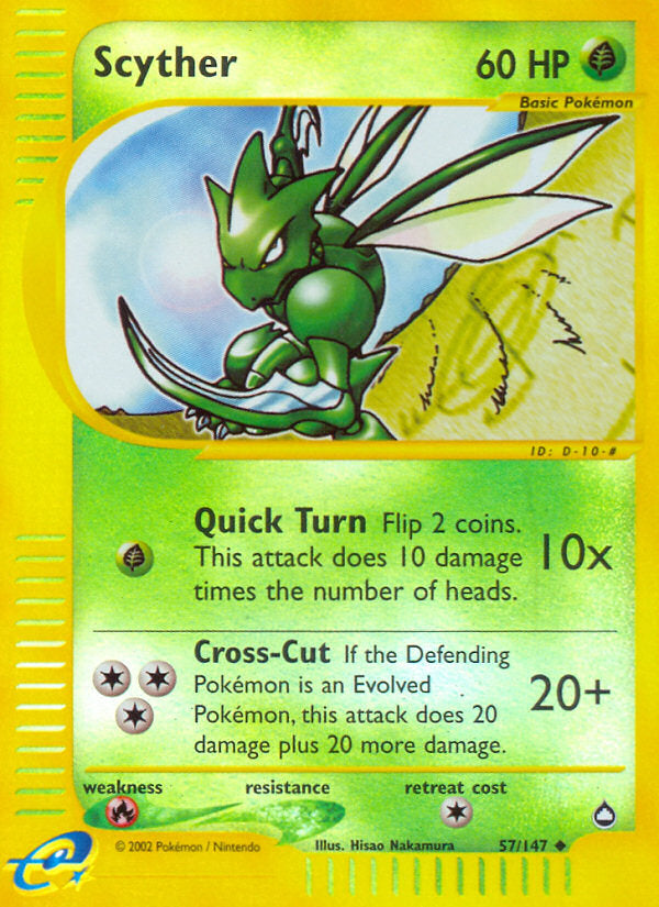 E-Series Aquapolis Scyther #57/147 reverse holo